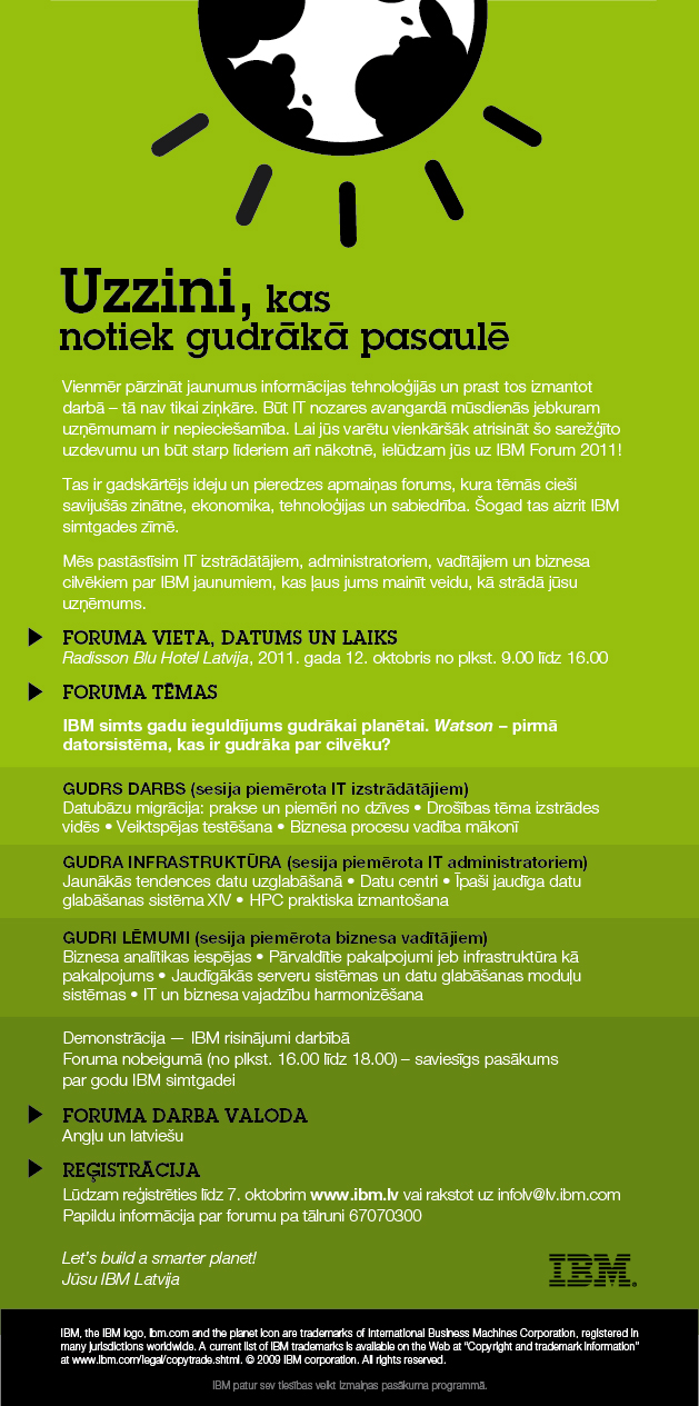 Image:IBM FORUM in RIGA tomorrow 12.10.2011